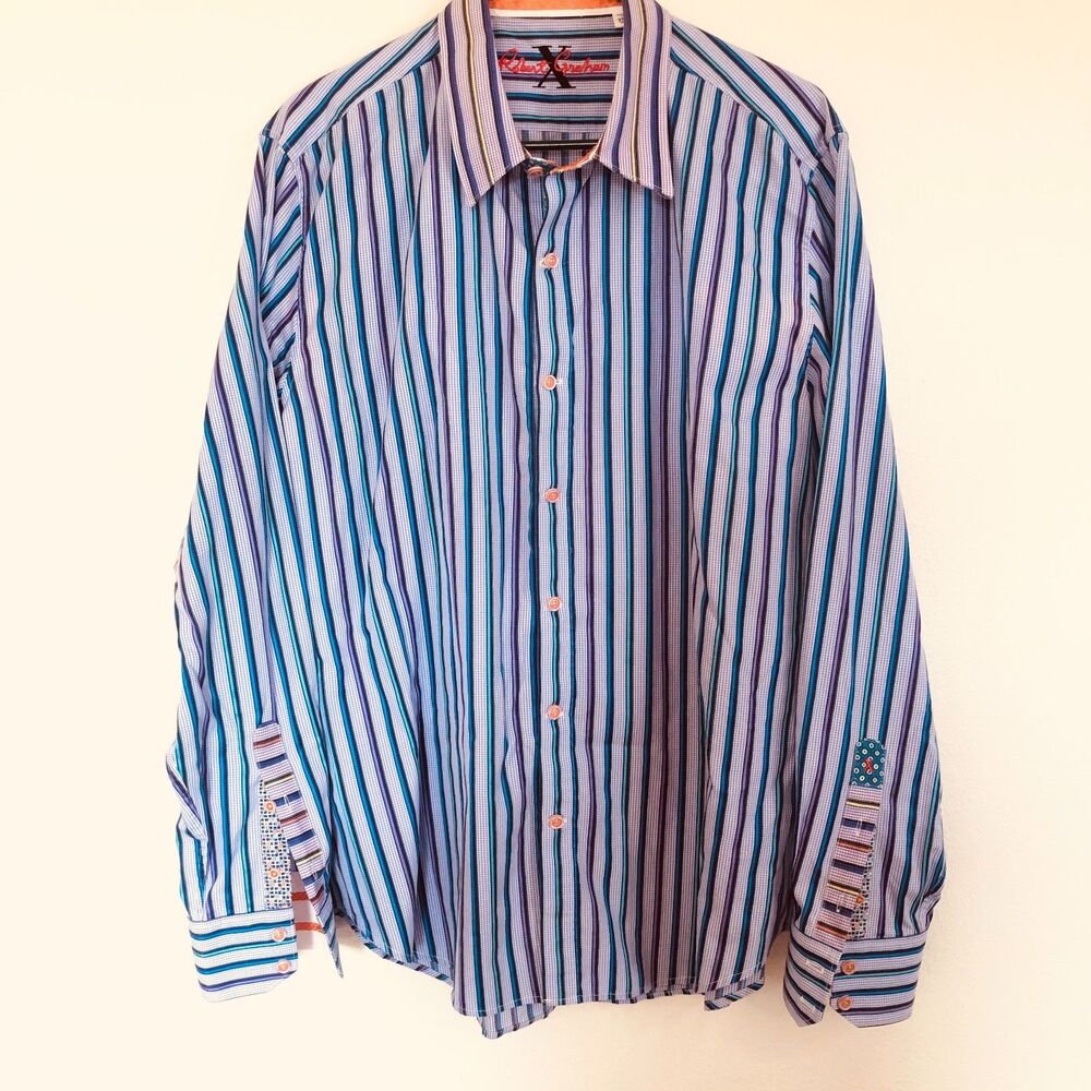 Robert Graham X Collection Long Sleeve Striped Button-Down Shirt Size 2XL